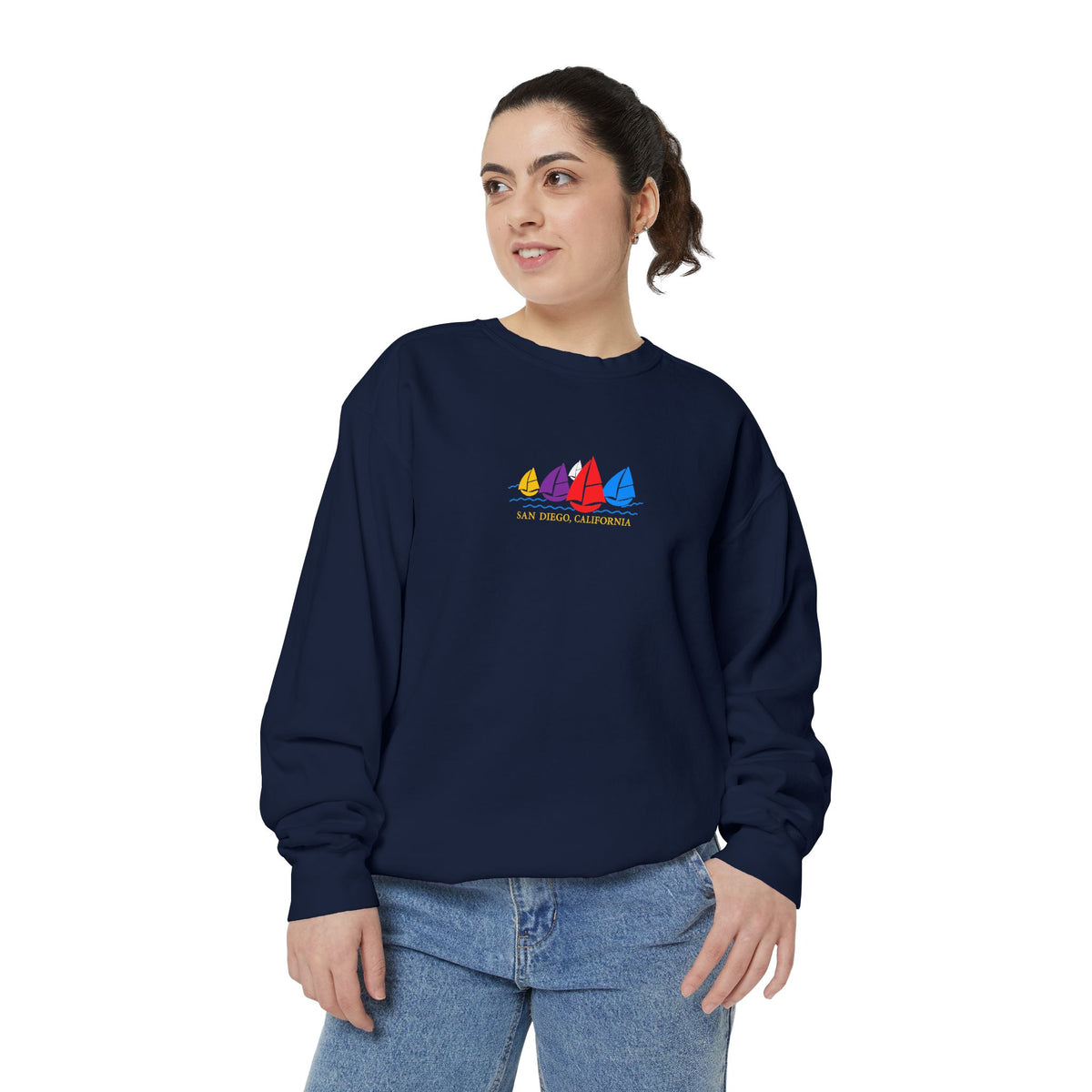 San Diego Sail Boat Comfort Colors Crewneck