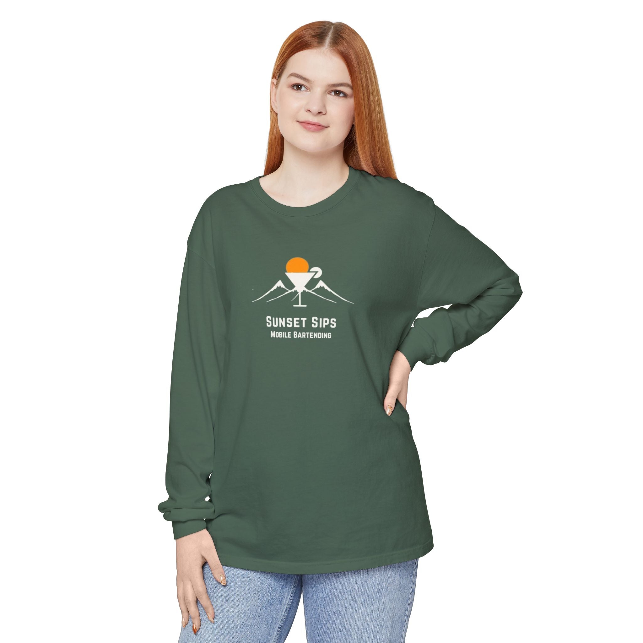 Sunset Sips Mobile Bartending Long Sleeve Tee