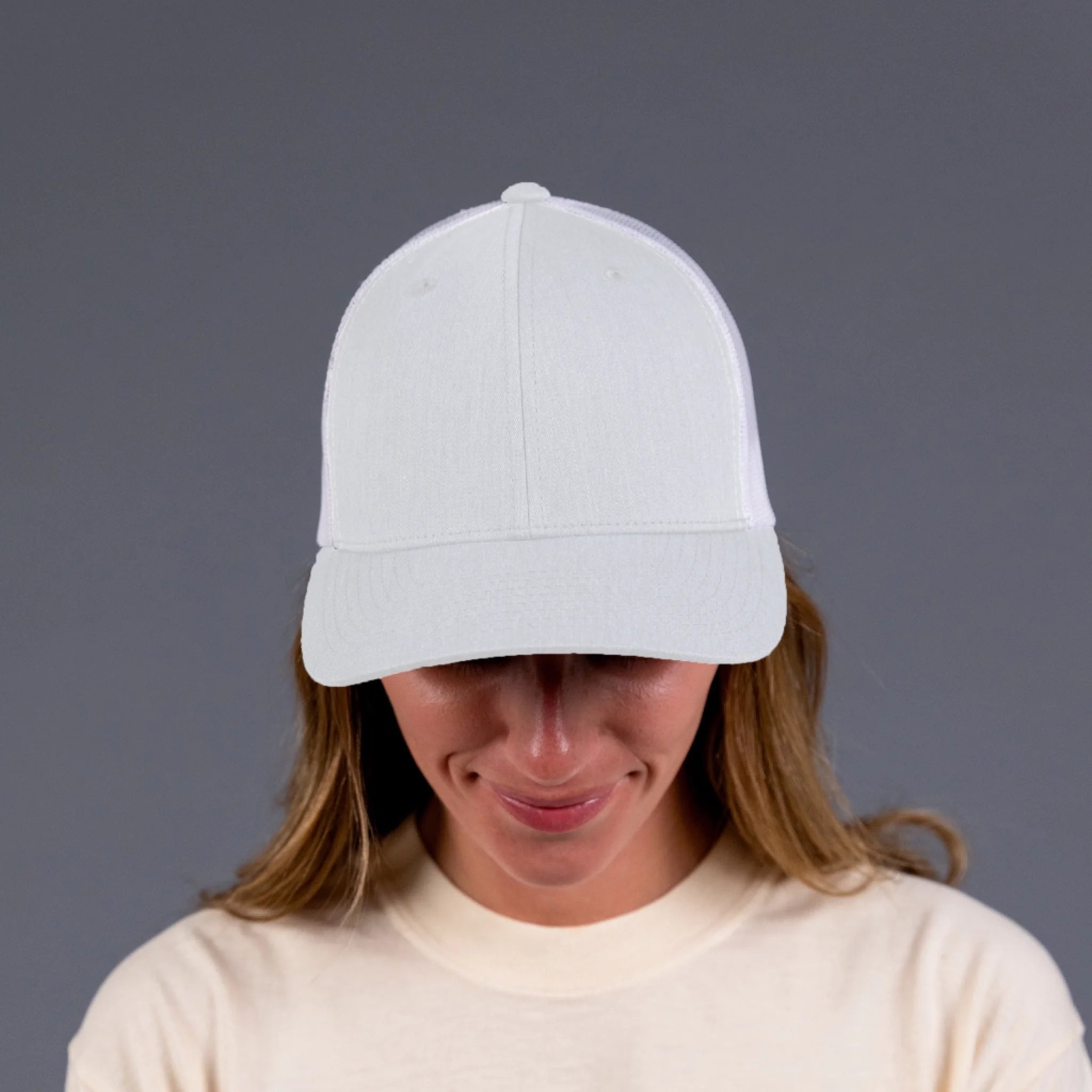 Snapback Trucker Hat White Mesh - P-F-1 1