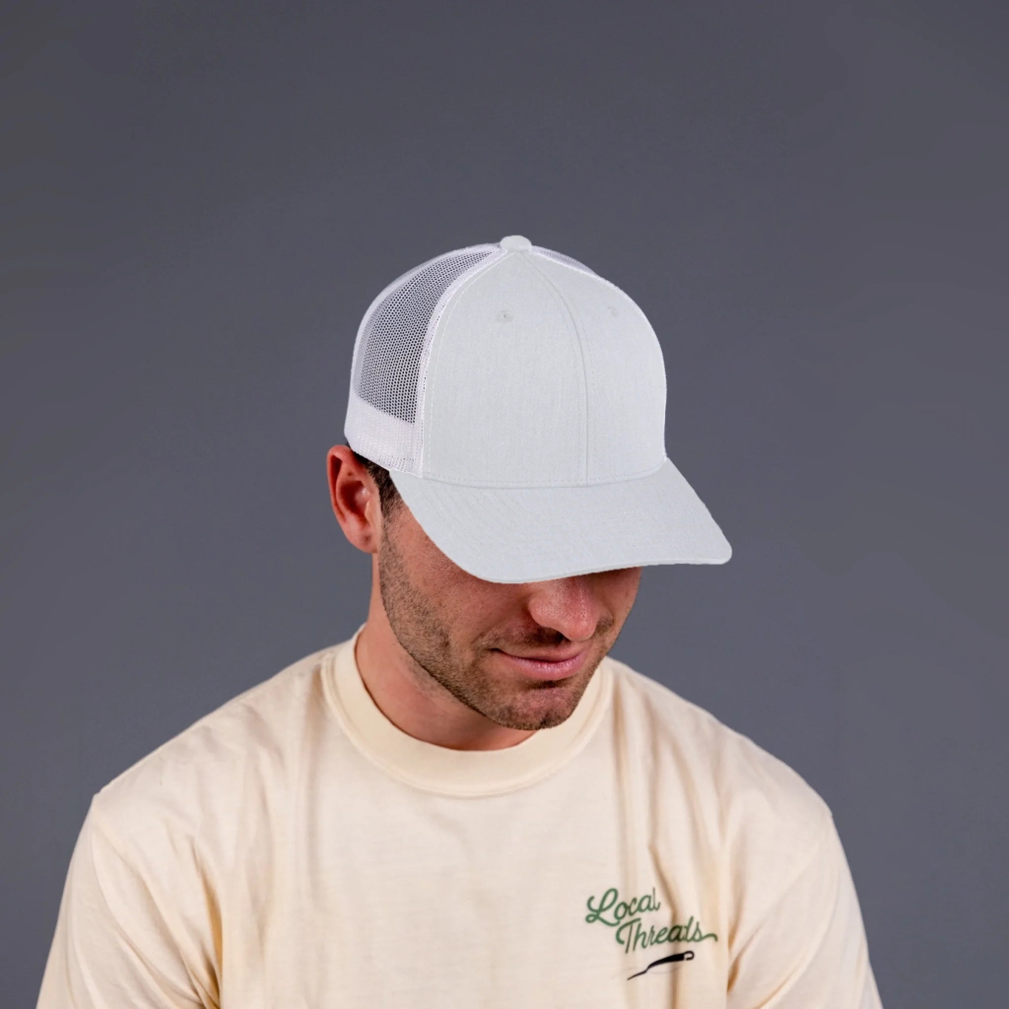 Snapback Trucker Hat White Mesh - white-front-7 1