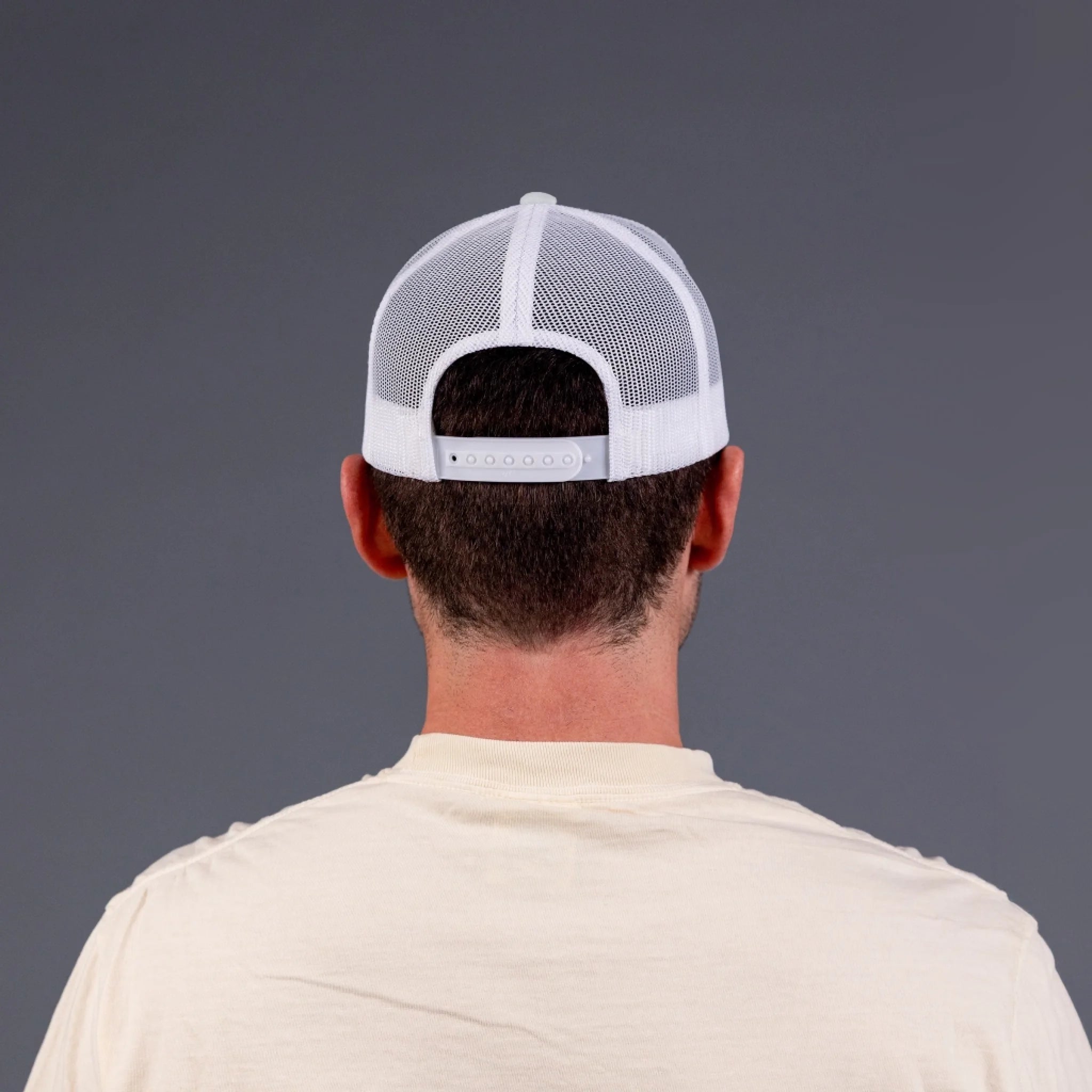 Snapback Trucker Hat White Mesh - White-back-2 1